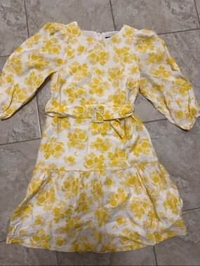 Ann Taylor White Dress with Yellow Floral Print